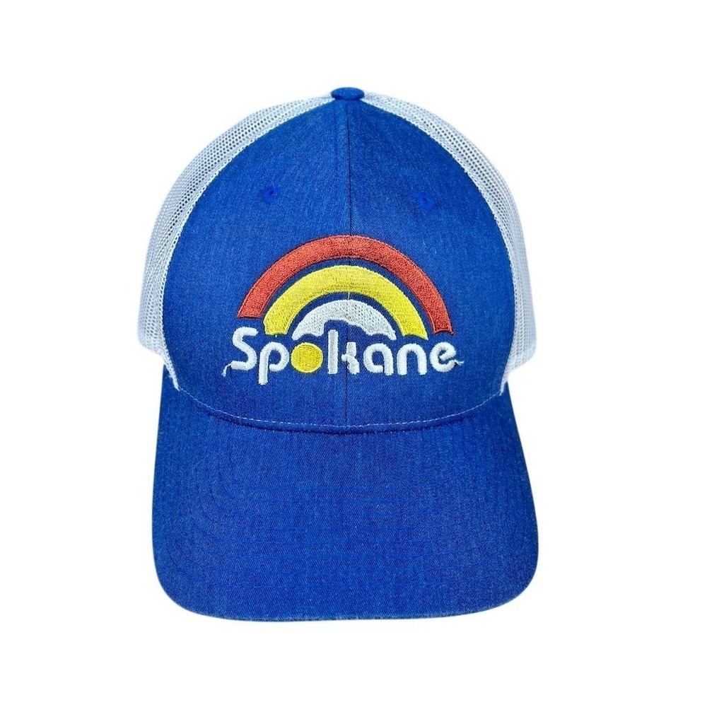 Richardson Spokane Rainbow Trucker Hat‎ Mens L Blue Gray Snapback Mesh Cap